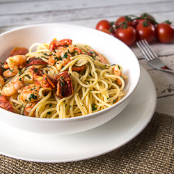 Spaghetti with Tiger Prawns