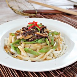 Udon, Mushroom and French Beans