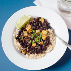 Black Beans with Plantains and Rice