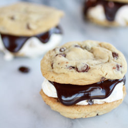 Hot Fudge Cookie Ice Cream Sandwich