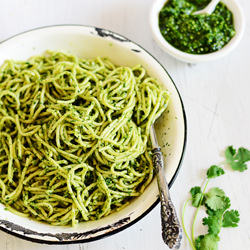 Spaghetti w Parsley/Cilantro Pesto