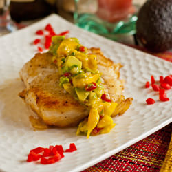 Halibut with Mango Avocado Salsa