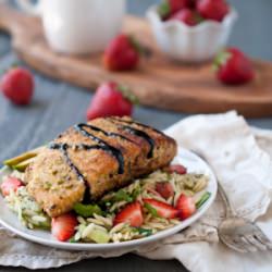 Pistachio Crusted Salmon Orzo Salad