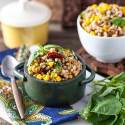 Roasted Corn & Basil Farro Salad