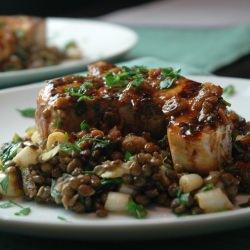 Marinated Swordfish + Lentils