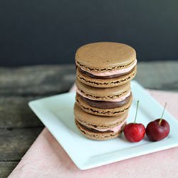 Chocolate Macarons & Cherry Icing