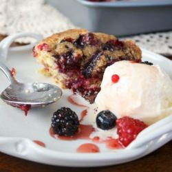 Berry Long Cake with Crumb Topping