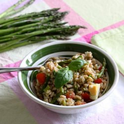 Farro with Asparagus, Basil & Eggs