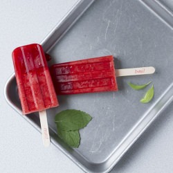 Strawberry, Lime, & Herb Popsicles