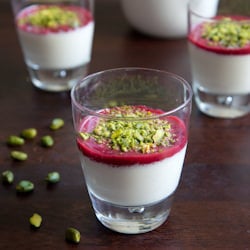 Rasberry and Pistachio Panna Cotta