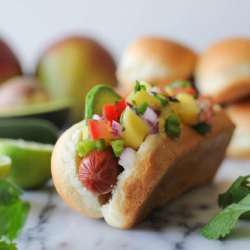 Hawaiian Hot Dogs with Mango Salsa