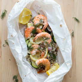 Shrimp and Rainbow Quinoa Packets