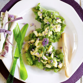 Asparagus, Chive Flowers & Fava Bean
