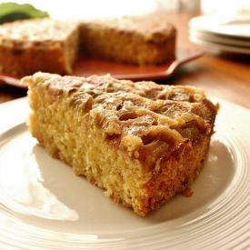 Rhubarb Almond Polenta Cake