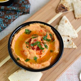Pita and Red Pepper Hummus