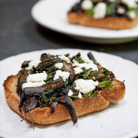 Portabella and Radish Green Toasts