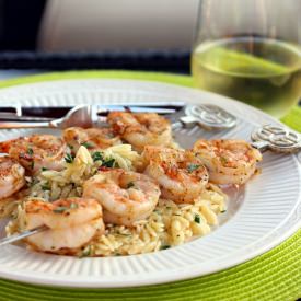 Shrimp w/ Garlicky Parmesan Orzo