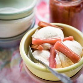 Preserved Rhubarb with Ice Cream