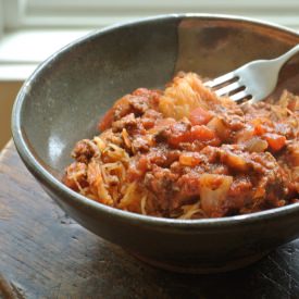 Spaghetti Squash with Meat Sauce