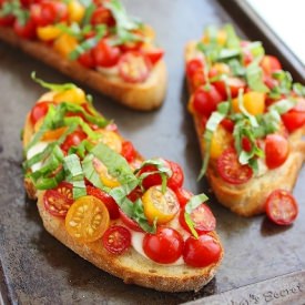 Warm Tomato Mozzarella Bruschetta