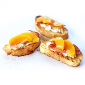 Peach, Bacon and Ricotta Crostini