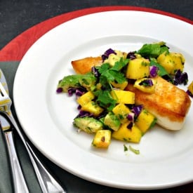 Halibut with Mango Avocado Salsa