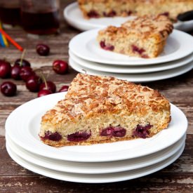 Cake with Cherries and Marzipan