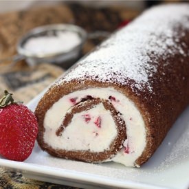 Chocolate Strawberry Roll Cake