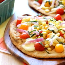 Roasted Corn & Tomato Naan Pizza