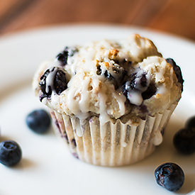 Blueberry Muffins with Lemon Glaze