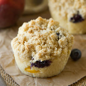 Blueberry Peach Coffee Cake Muffins