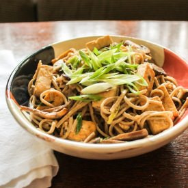 Soba with Tofu and Cremini Mushroom