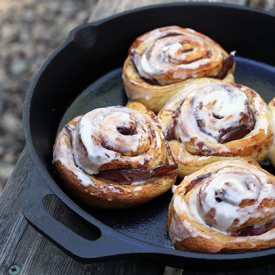 Bacon Stuffed Skillet Cinnamon Buns