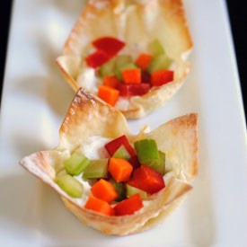 Veggie Pizza Wonton Cup Appetizers