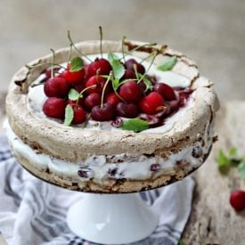 Walnut Meringue and Cherry Gateau