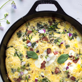 CSA Frittata with Pea Shoots