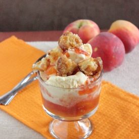 Peach Sundaes with Dessert Croutons