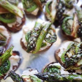 Fiddle Head & Asparagus Crostini