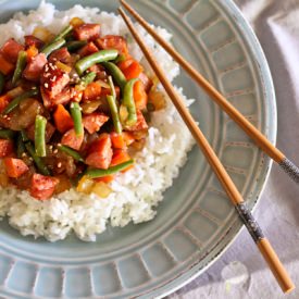 Chopped Kielbasa Stir-Fry