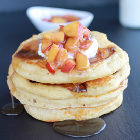 Bourbon Peaches and Cream Pancakes