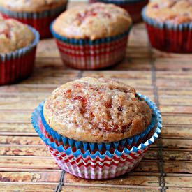 Eggless Jam Swirled Muffins