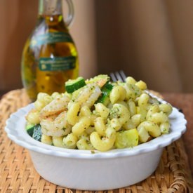 Shrimp And Veggie Pesto Pasta Salad