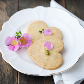Pistachio Rose Shortbread Cookies