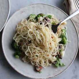 Peppery Broccoli w/Angel Hair Pasta