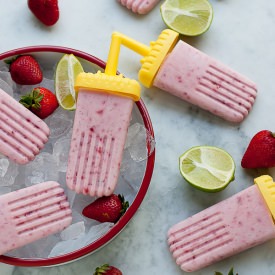 Strawberry Coconut Lime Popsicles