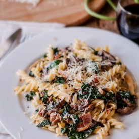 Pasta Kale, Mushrooms & Pancetta