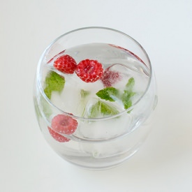 Ice Cubes with Mint Leaves