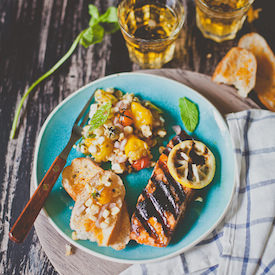 Grilled Salmon With Corn