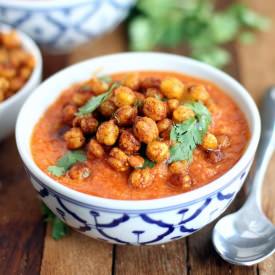 Gazpacho with Crispy Chickpeas