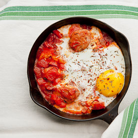 Poached Egg Over Andouille Sausage
